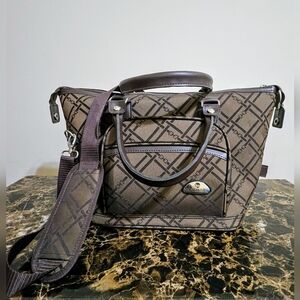 American Flyer Brown Signature  Cosmetic Satchel Carry On Luggage Bag NEW Brand